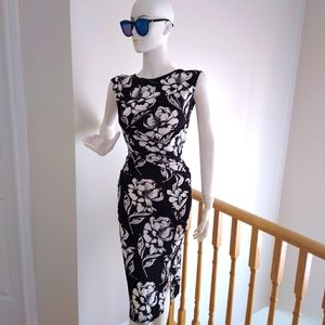 French Connection Shadow Bloom Mono Dress